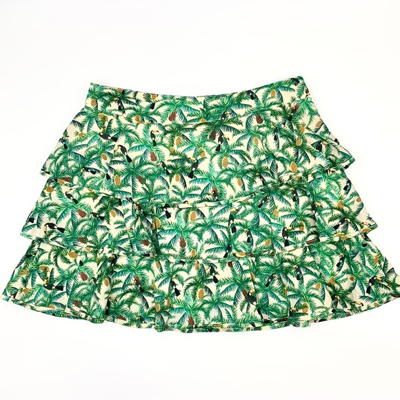 Farm Rio Mini Toucans Layered Mini Skirt Size Medium - Picture 3 of 14